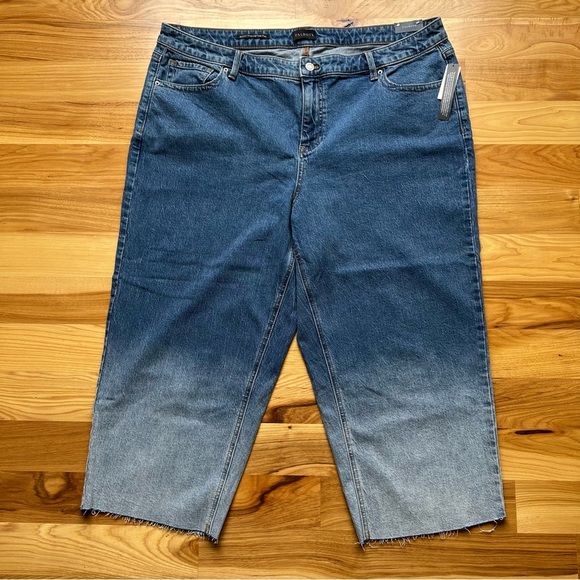 Talbots WIDE LEG CROP DENIM JEANS HOFFMAN WASH WOMEN Sz 20WP Casual BOHO NWT - Picture 1 of 15